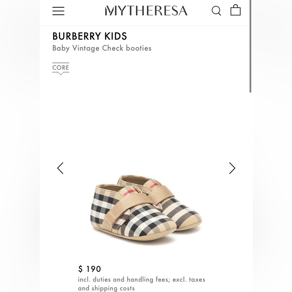 NWT Burberry Charlton Check Plaid newborn baby crib shoes / baby booties